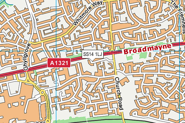 SS14 1LJ map - OS VectorMap District (Ordnance Survey) SS14 1LJ map - OS VectorMap District (Ordnance Survey)