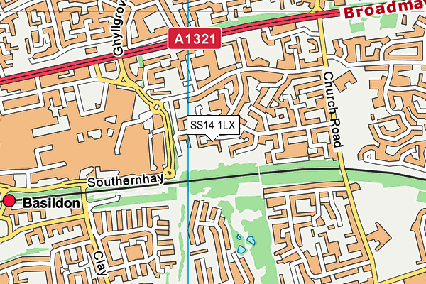 SS14 1LX map - OS VectorMap District (Ordnance Survey) SS14 1LX map - OS VectorMap District (Ordnance Survey)