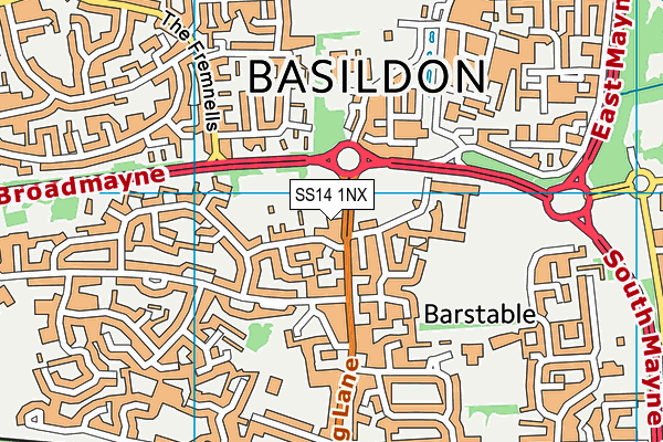 SS14 1NX map - OS VectorMap District (Ordnance Survey) SS14 1NX map - OS VectorMap District (Ordnance Survey)