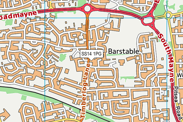 SS14 1PG map - OS VectorMap District (Ordnance Survey) SS14 1PG map - OS VectorMap District (Ordnance Survey)