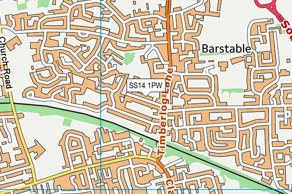 SS14 1PW map - OS VectorMap District (Ordnance Survey) SS14 1PW map - OS VectorMap District (Ordnance Survey)