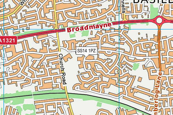 SS14 1PZ map - OS VectorMap District (Ordnance Survey) SS14 1PZ map - OS VectorMap District (Ordnance Survey)