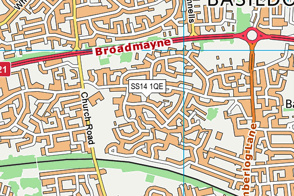 SS14 1QE map - OS VectorMap District (Ordnance Survey) SS14 1QE map - OS VectorMap District (Ordnance Survey)