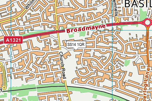 SS14 1QR map - OS VectorMap District (Ordnance Survey) SS14 1QR map - OS VectorMap District (Ordnance Survey)