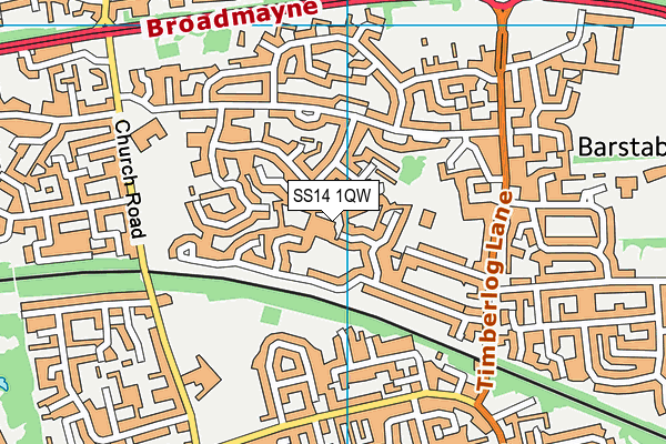 SS14 1QW map - OS VectorMap District (Ordnance Survey) SS14 1QW map - OS VectorMap District (Ordnance Survey)