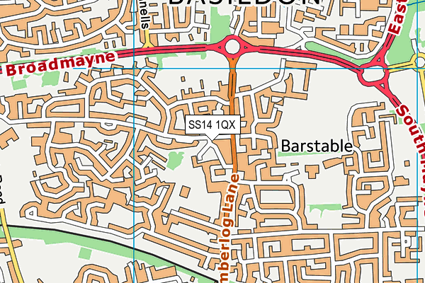 SS14 1QX map - OS VectorMap District (Ordnance Survey) SS14 1QX map - OS VectorMap District (Ordnance Survey)