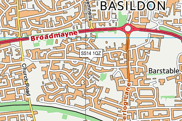SS14 1QZ map - OS VectorMap District (Ordnance Survey) SS14 1QZ map - OS VectorMap District (Ordnance Survey)