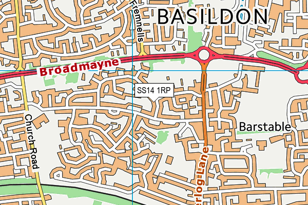 SS14 1RP map - OS VectorMap District (Ordnance Survey)