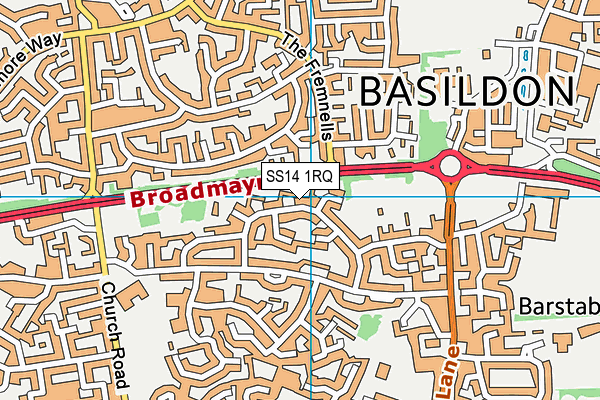 SS14 1RQ map - OS VectorMap District (Ordnance Survey)