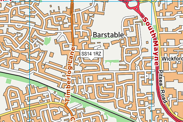 SS14 1RZ map - OS VectorMap District (Ordnance Survey) SS14 1RZ map - OS VectorMap District (Ordnance Survey)