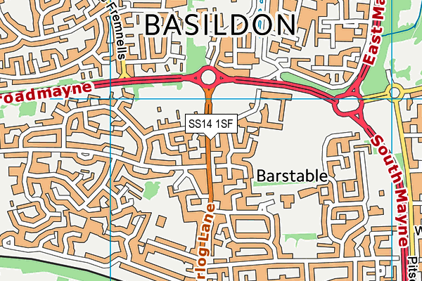 SS14 1SF map - OS VectorMap District (Ordnance Survey) SS14 1SF map - OS VectorMap District (Ordnance Survey)