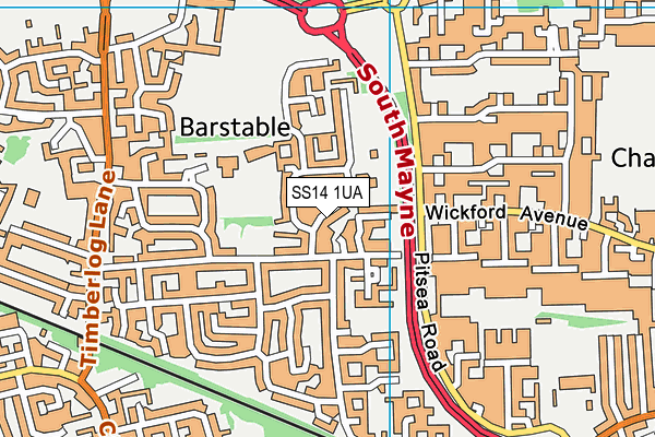 SS14 1UA map - OS VectorMap District (Ordnance Survey) SS14 1UA map - OS VectorMap District (Ordnance Survey)