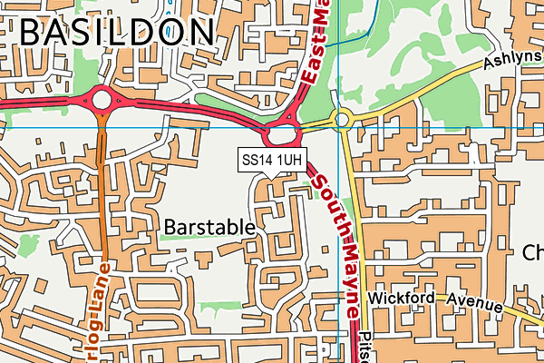 SS14 1UH map - OS VectorMap District (Ordnance Survey)