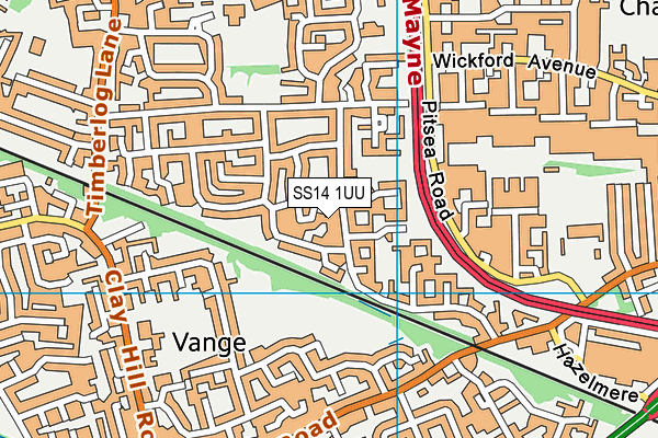 SS14 1UU map - OS VectorMap District (Ordnance Survey) SS14 1UU map - OS VectorMap District (Ordnance Survey)