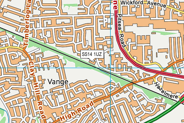 SS14 1UZ map - OS VectorMap District (Ordnance Survey) SS14 1UZ map - OS VectorMap District (Ordnance Survey)