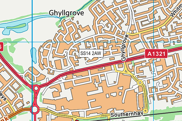 SS14 2AW map - OS VectorMap District (Ordnance Survey)
