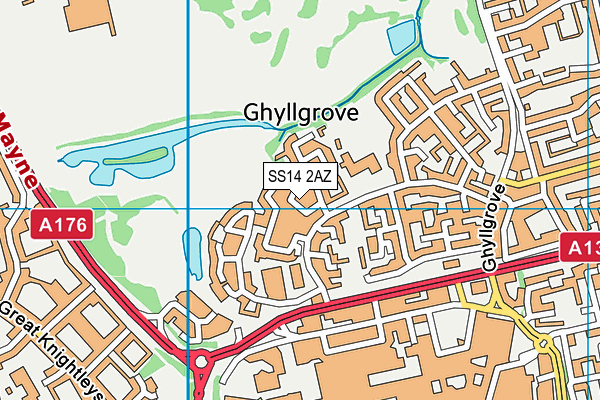 SS14 2AZ map - OS VectorMap District (Ordnance Survey) SS14 2AZ map - OS VectorMap District (Ordnance Survey)