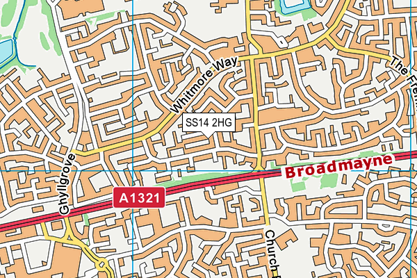 SS14 2HG map - OS VectorMap District (Ordnance Survey) SS14 2HG map - OS VectorMap District (Ordnance Survey)