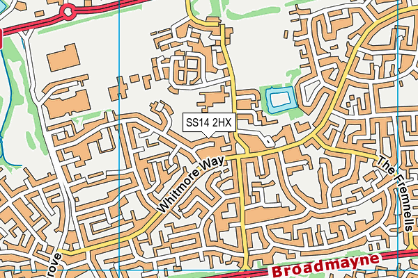 SS14 2HX map - OS VectorMap District (Ordnance Survey) SS14 2HX map - OS VectorMap District (Ordnance Survey)