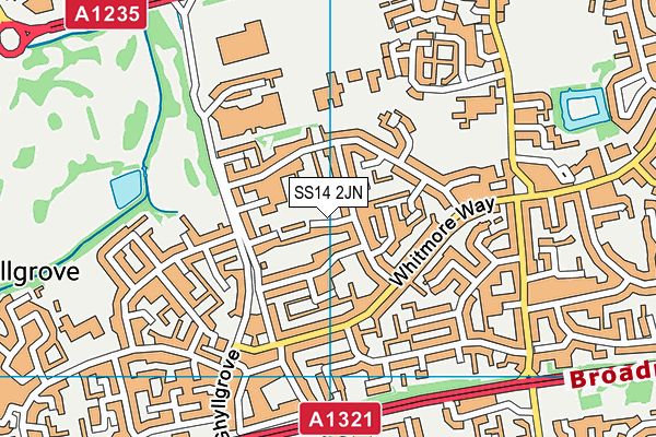SS14 2JN map - OS VectorMap District (Ordnance Survey) SS14 2JN map - OS VectorMap District (Ordnance Survey)
