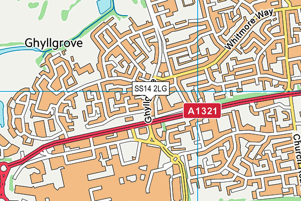 SS14 2LG map - OS VectorMap District (Ordnance Survey)