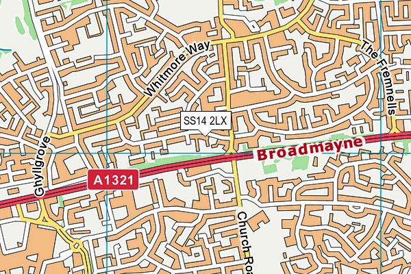 SS14 2LX map - OS VectorMap District (Ordnance Survey) SS14 2LX map - OS VectorMap District (Ordnance Survey)