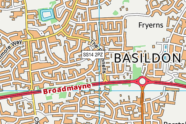 SS14 2PZ map - OS VectorMap District (Ordnance Survey)