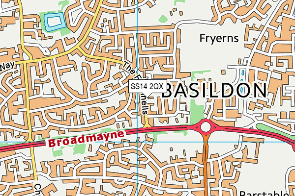 SS14 2QX map - OS VectorMap District (Ordnance Survey) SS14 2QX map - OS VectorMap District (Ordnance Survey)