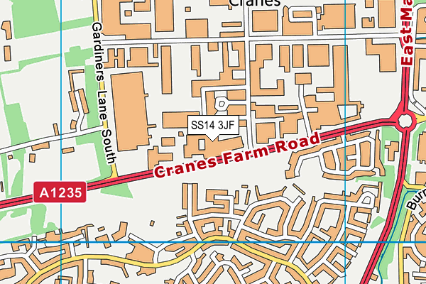 SS14 3JF map - OS VectorMap District (Ordnance Survey) SS14 3JF map - OS VectorMap District (Ordnance Survey)
