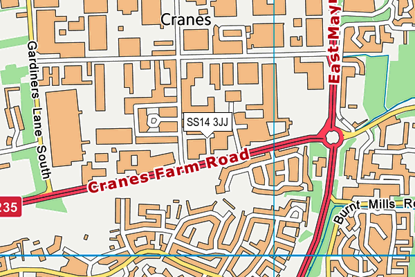SS14 3JJ map - OS VectorMap District (Ordnance Survey) SS14 3JJ map - OS VectorMap District (Ordnance Survey)