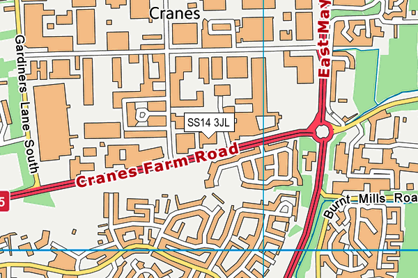 SS14 3JL map - OS VectorMap District (Ordnance Survey) SS14 3JL map - OS VectorMap District (Ordnance Survey)