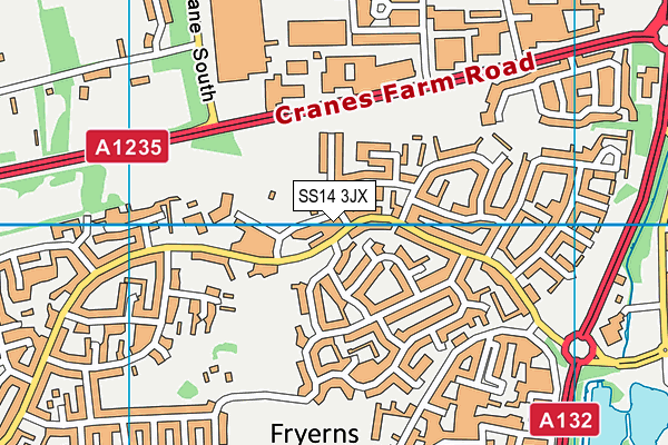 SS14 3JX map - OS VectorMap District (Ordnance Survey) SS14 3JX map - OS VectorMap District (Ordnance Survey)