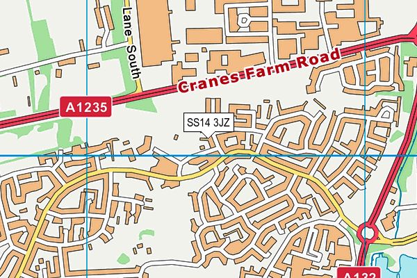 SS14 3JZ map - OS VectorMap District (Ordnance Survey) SS14 3JZ map - OS VectorMap District (Ordnance Survey)