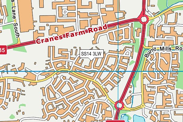 SS14 3LW map - OS VectorMap District (Ordnance Survey) SS14 3LW map - OS VectorMap District (Ordnance Survey)