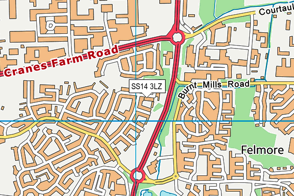 SS14 3LZ map - OS VectorMap District (Ordnance Survey) SS14 3LZ map - OS VectorMap District (Ordnance Survey)