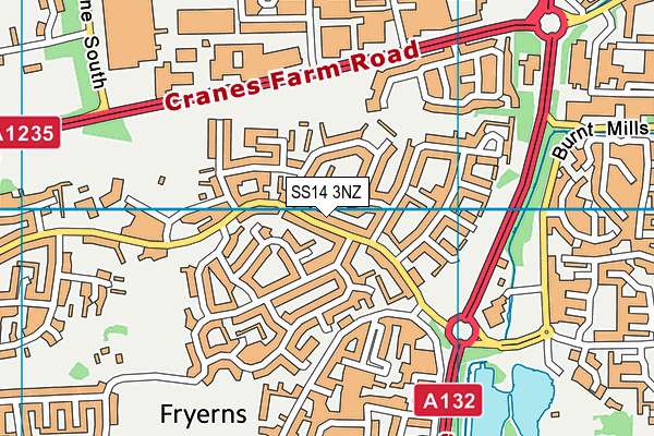 SS14 3NZ map - OS VectorMap District (Ordnance Survey) SS14 3NZ map - OS VectorMap District (Ordnance Survey)