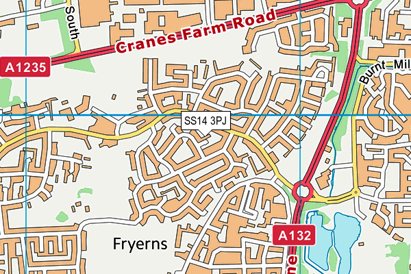 SS14 3PJ map - OS VectorMap District (Ordnance Survey)
