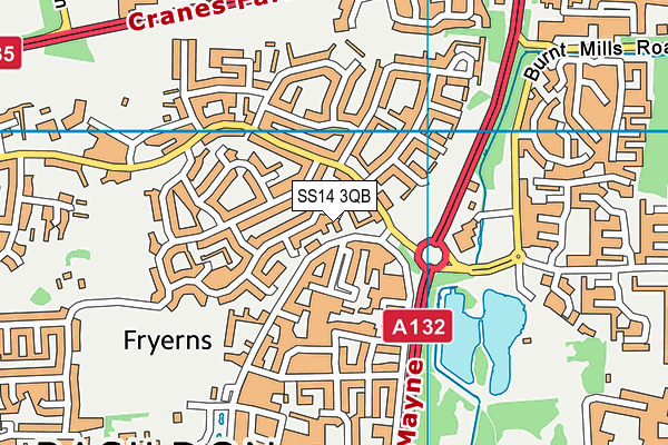 SS14 3QB map - OS VectorMap District (Ordnance Survey) SS14 3QB map - OS VectorMap District (Ordnance Survey)