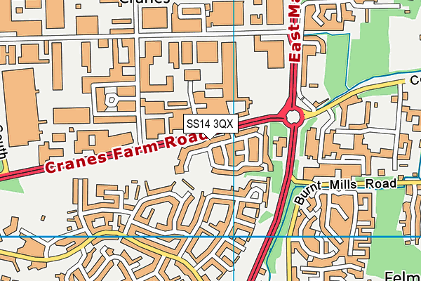 SS14 3QX map - OS VectorMap District (Ordnance Survey)