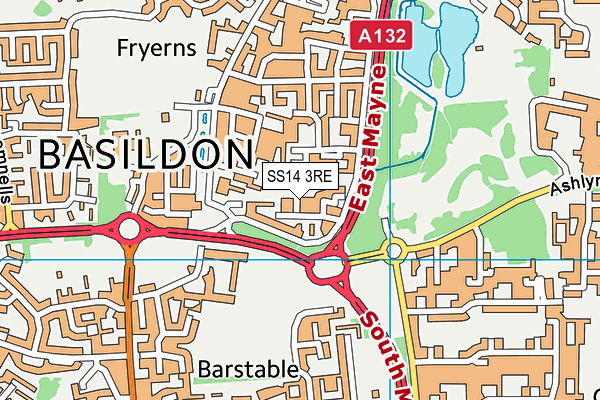 SS14 3RE map - OS VectorMap District (Ordnance Survey)