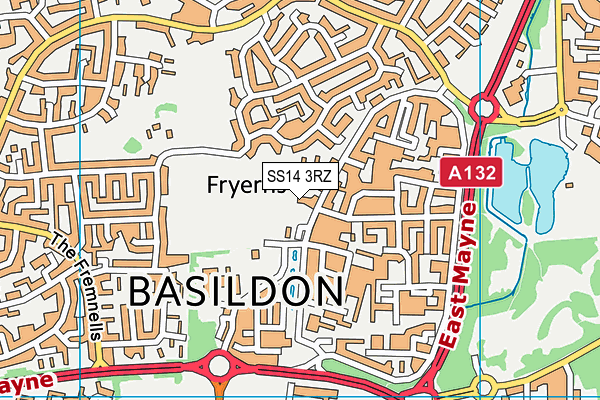 SS14 3RZ map - OS VectorMap District (Ordnance Survey) SS14 3RZ map - OS VectorMap District (Ordnance Survey)