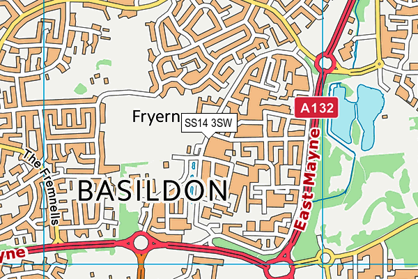 SS14 3SW map - OS VectorMap District (Ordnance Survey) SS14 3SW map - OS VectorMap District (Ordnance Survey)
