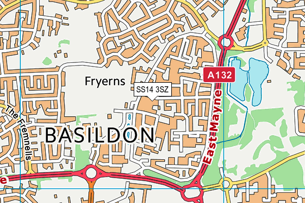 SS14 3SZ map - OS VectorMap District (Ordnance Survey)