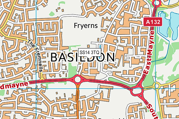 SS14 3TQ map - OS VectorMap District (Ordnance Survey) SS14 3TQ map - OS VectorMap District (Ordnance Survey)