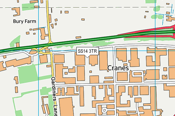 SS14 3TR map - OS VectorMap District (Ordnance Survey) SS14 3TR map - OS VectorMap District (Ordnance Survey)