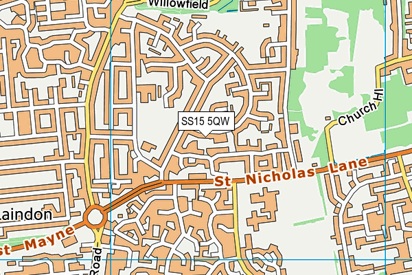 SS15 5QW map - OS VectorMap District (Ordnance Survey) SS15 5QW map - OS VectorMap District (Ordnance Survey)