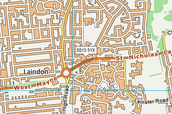 SS15 5YX map - OS VectorMap District (Ordnance Survey) SS15 5YX map - OS VectorMap District (Ordnance Survey)