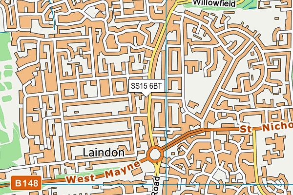 SS15 6BT map - OS VectorMap District (Ordnance Survey) SS15 6BT map - OS VectorMap District (Ordnance Survey)