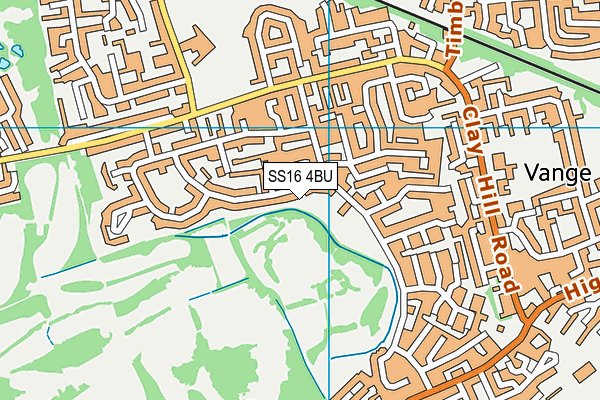 SS16 4BU map - OS VectorMap District (Ordnance Survey) SS16 4BU map - OS VectorMap District (Ordnance Survey)