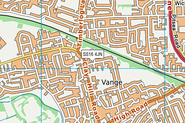 SS16 4JN map - OS VectorMap District (Ordnance Survey) SS16 4JN map - OS VectorMap District (Ordnance Survey)